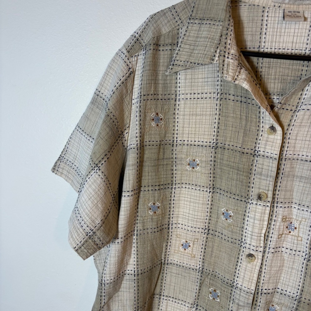 Vintage Club‎ 2 Collection Plaid Button Up Short Sleeve Shirt Size 22/24 - Picture 5 of 6
